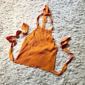 Dreamsicle Orange Cream Bright Stretch Tie Back Minimalist Halter Top Womens M